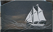 帆船のデザイン墓石絵彫刻